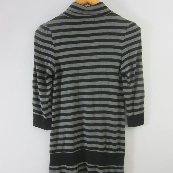 Juicy Couture Womens S Gray Black Striped Modal Knit Dress Turtleneck 3/4 Sleeve - Picture 5 of 8